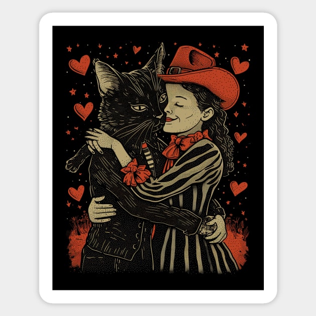 Valentine's Day Love Vintage Halloween Black Cat Witch Retro Cute Super Cool Best Gift Sticker by MortuaryChill